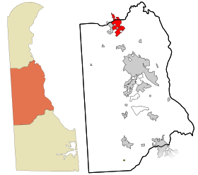 Kent County Delaware incorporated and unincorporated areas Smyrna highlighted.svg