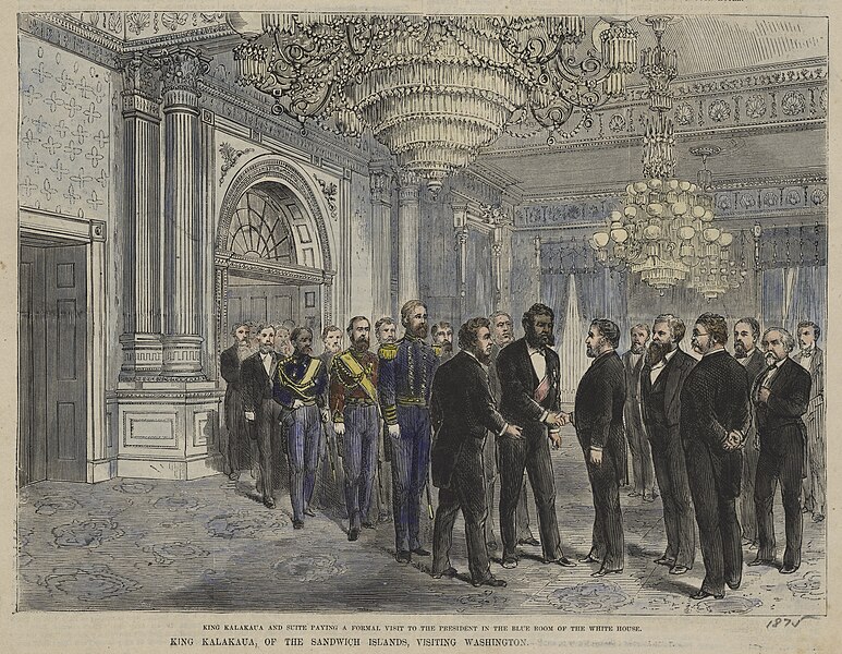 File:King Kalakaua and Suite Paying a Formal Visit to the President in the Blue Room of the White House. King Kalākaua, of the Sandwich Islands, Visiting Washington, Object Number NPG.68.18, National Portrait Gallery, Smithsonian Institution.jpg