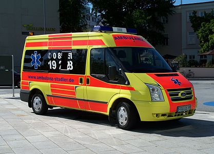 A Ford Transit ambulance in Germany.