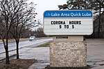 Thumbnail for File:Lake Area Quick Lube sign in White Bear Lake, Minnesota.jpg