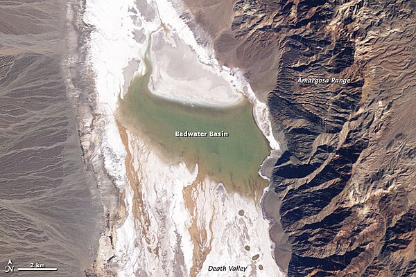 A Landsat 5 satellite photo of Lake Badwater on February 9, 2005