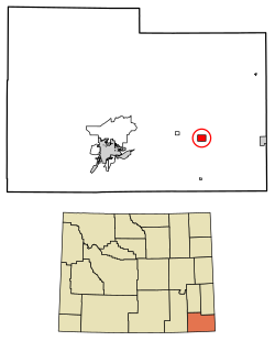 Laramie County Wyoming Incorporated and Unincorporated areas Burns Highlighted 5611265.svg