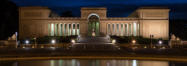The Legion of Honor at night.