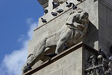 Sculpted lion on the southern face of the Southampton Cenotaph Lion on the Southampton Cenotaph.jpg