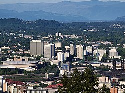 Lloyd District skyline from Pittock Mansion May 2021.jpg