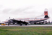 An Aerocóndor Lockheed L-188 at Miami International Airport in 1970