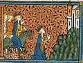 Миниатюра для Файл:Louis IX on pilgrimage to Nazareth, from Chroniques de France ou de St Denis, 14th century (22528526100).jpg