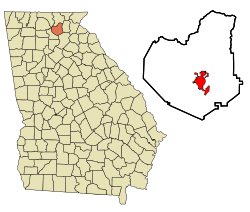 Lumpkin County Georgia Incorporated and Unincorporated areas Dahlonega Highlighted.svg