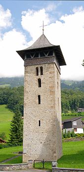 Turm der zerstörten alten Pfarrkirche