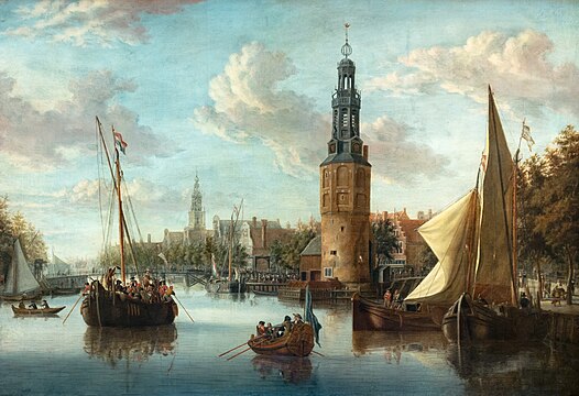 De toren op een schilderij van Abraham Storck van 1682