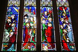 The Magi, stained glass by John Hardman and Co in St. Andrew's Cathedral, Sydney Magi St Andrews.JPG