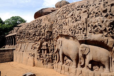 Descent of the Ganges rock relief at Mahabalipuram, 7th-century