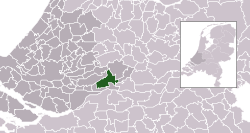 Highlighted position of Giessenlanden in a municipal map of South Holland