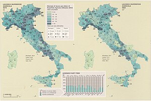 300px map agricultural labour 1990   farm labour and farmland 1970 1982   touring club italiano cart tem 067