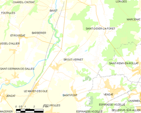 Poziția localității Broût-Vernet