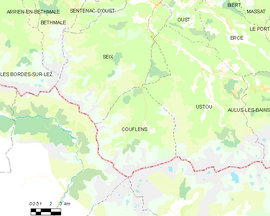 Mapa obce Couflens