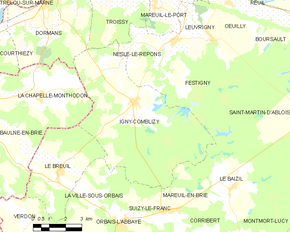 Poziția localității Igny-Comblizy