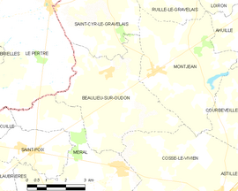Mapa obce Beaulieu-sur-Oudon
