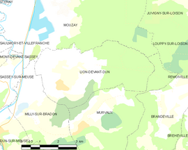 Mapa obce Lion-devant-Dun