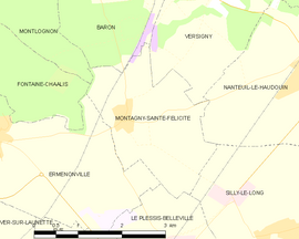 Mapa obce Montagny-Sainte-Félicité