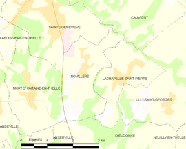 Mapa obce Novillers