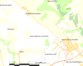 Mapa obce Saint-Martin-l’Hortier