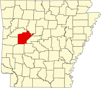 Map of Arkanzas highlighting Yell County