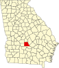 Map of Georgia highlighting Wilcox County