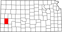 Округ Карні на мапі штату Канзас highlighting