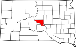 Karte von Hughes County innerhalb von South Dakota