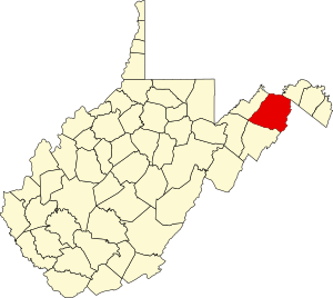 Karte von West Virginia mit Hervorhebung von Hampshire County