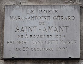 Marc-Antoine Gérard de Saint-Amant plaquette - 26 rue de Seine, Parijs 6.jpg