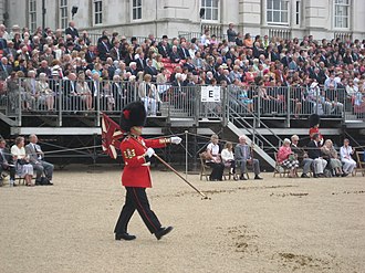Colour marker point marching at end of parade. Marker on Horseguards.jpg