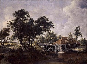 Meindert Hobbema, Paysage forestier au moulin à eau (entre 1662-1664)