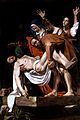 “การอัญเชิญพระศพลงจากกางเขน” (ค.ศ. 1604) โดยการาวัจโจ, หอสมุดวาติกัน, โรม, อิตาลี