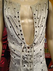  Jagger's jumpsuit from the Stones 1972 tour, on display at the Rock and Roll Hall of Fame museum, Cleveland, Ohio