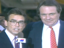 Gorman with Tom Heinsohn (right) at the beginning of a Celtics broadcast on SportsChannel New England Mike Gorman and Tom Heinsohn broadcasting on SportsChannel New England.png