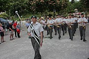 Deutsch: Konzert der Militärmusikkapelle Niederösterreich im Kurpark Baden, davor Aufstellung am Josefsplatz und Marsch durch die Fußgängerzone