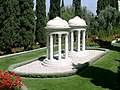 The twin graves of Ásíyih Khánum (Bahá'u'lláh's wife) and Mírzá Mihdí (his youngest son) in the Monument Gardens on Mount Carmel