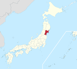 Kaart van Japan met Miyagi gemarkeerd