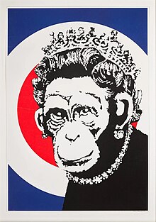monkey in a tiara on a mod style background