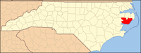 Kaart van North Carolina markeren Hyde County.PNG