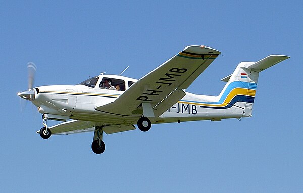 Piper PA-28RT-201 Turbo Arrow-IV with its distinctive "T" tail, and retractable landing gear