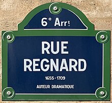 Fichier:Plaque_Rue_Regnard_-_Paris_VI_(FR75)_-_2021-07-29_-_1.jpg