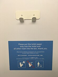 Please put the toilet paper only into the toilet, and all other trash into the bin, thank you (40242840030).jpg