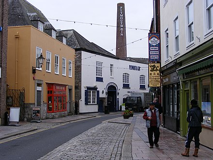 Southside Street in the Barbican area - showing Plymouth Gin distillery