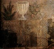 Detail van een fresco in een villa in Pompeï
