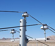 Power line with ceramic insulators