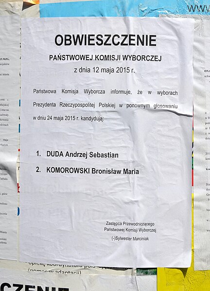 File:Präsidentschaftswahl in Polen 2015-05-12 Liste der Kandidaten.JPG