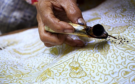 Processing "nembok", traditional way to make batik tulis (handmade batik)